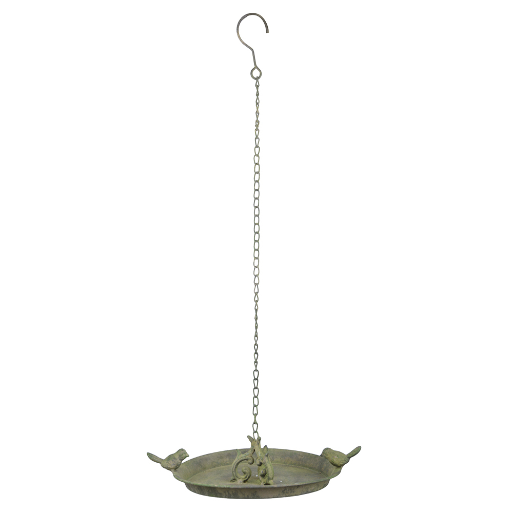 Vogelbad Hangend Verweerd Groen 2 vogels-0